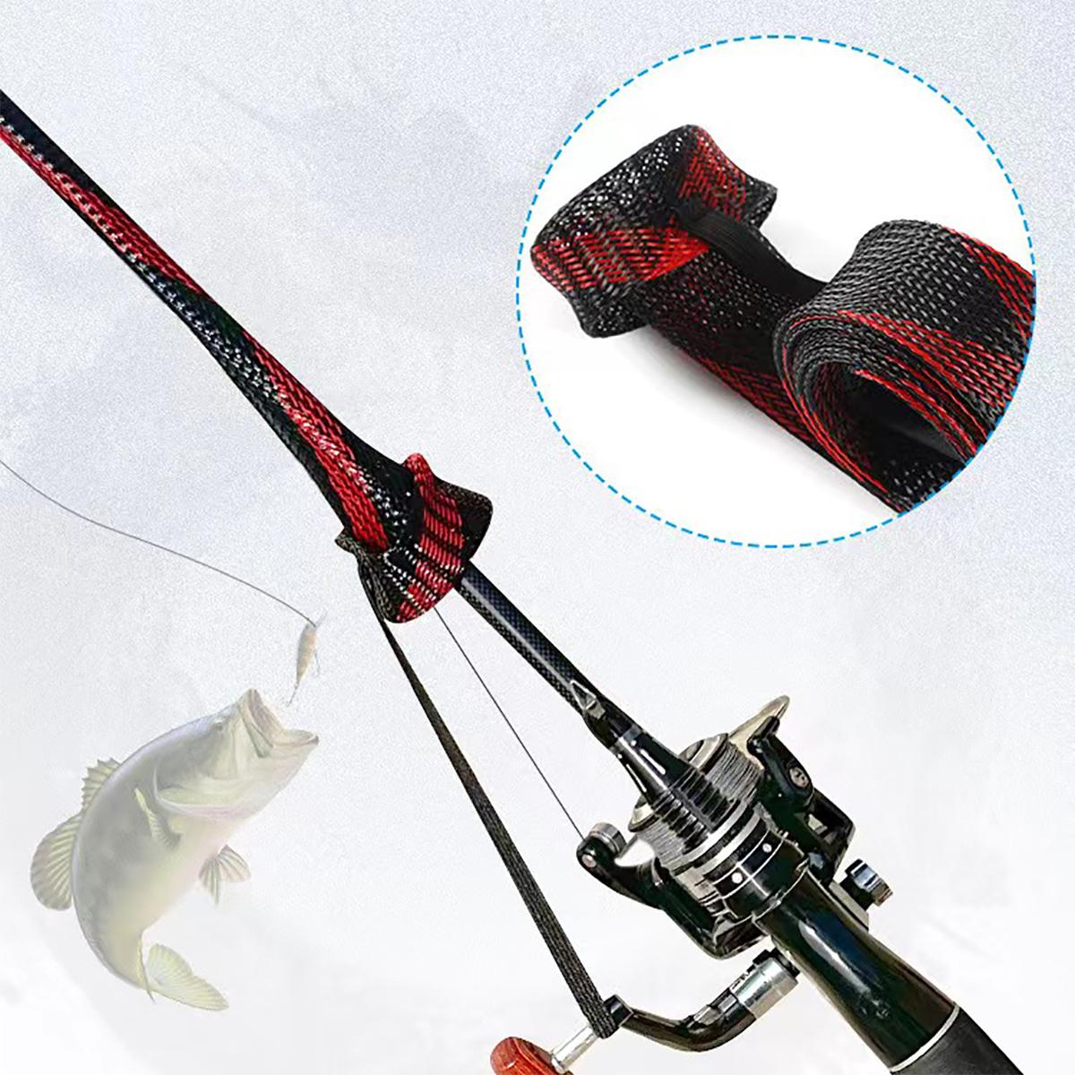 Fishing Rod Ice - 釣り竿編みネット保護カバー釣り道具スピニングキャスティングアイスフィッシングロッドソックスグローブ釣り用に最適
